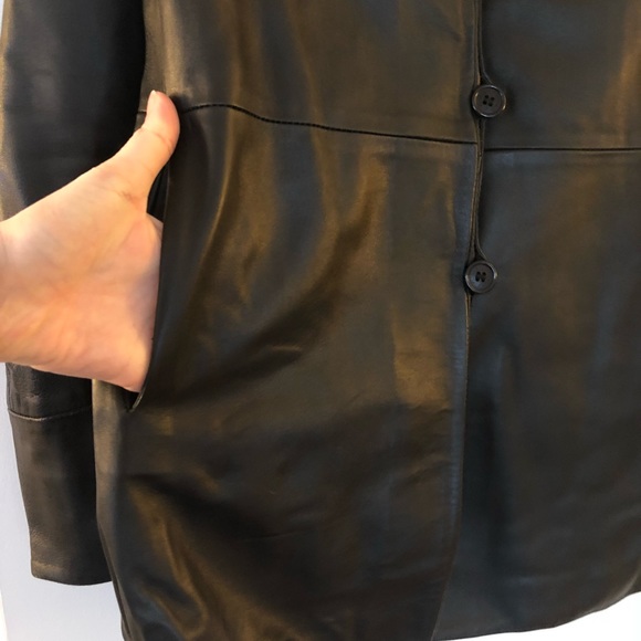 Donald J Pliner Button Front Leather Jacket - Picture 4 of 5